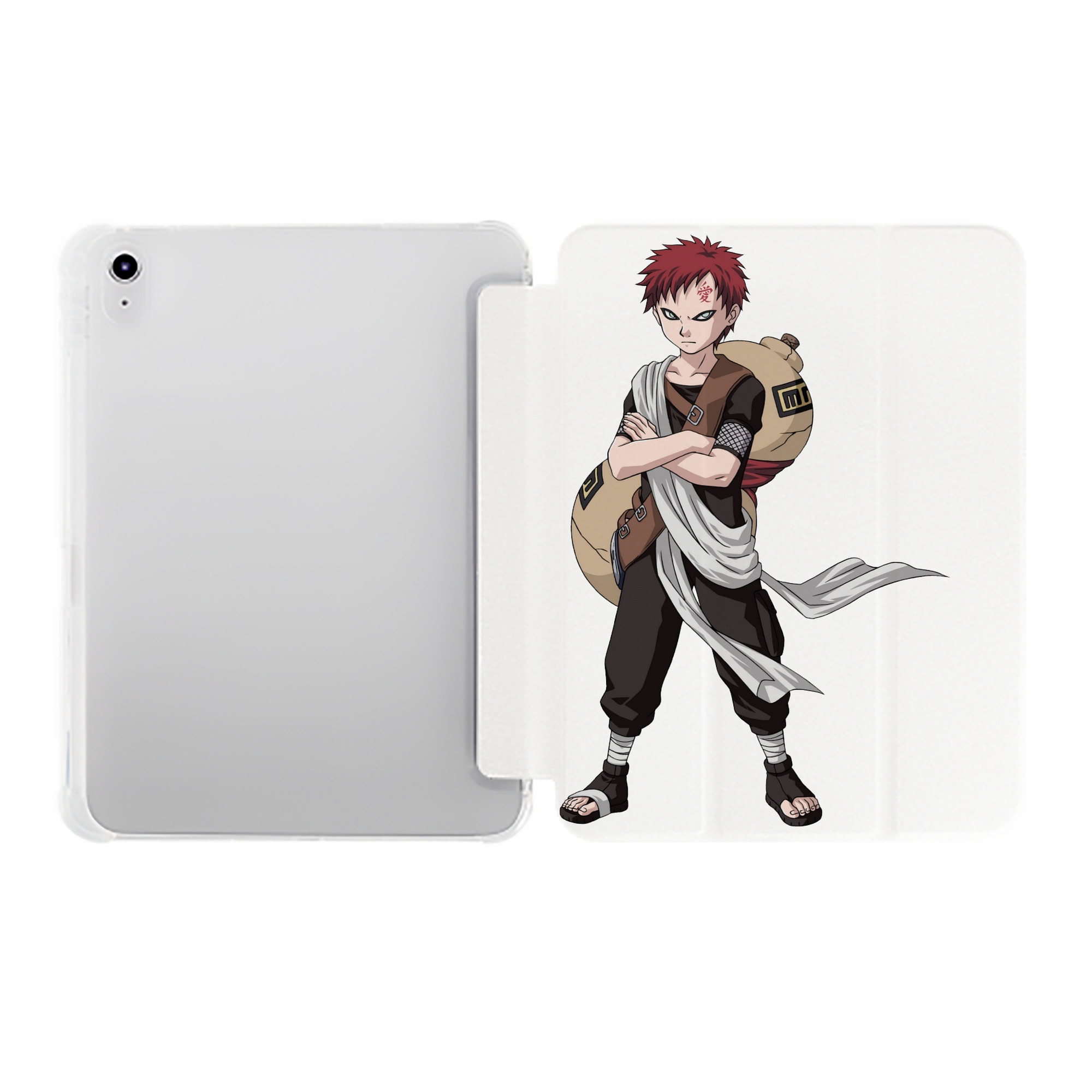 （画像用） NARUTO -ナルト- ガアラ Gaara IPad ケース ペン収納付き 三つ折りスタンド PUレザー×シリコン 対応機種9.5/10.5/10.9インチ